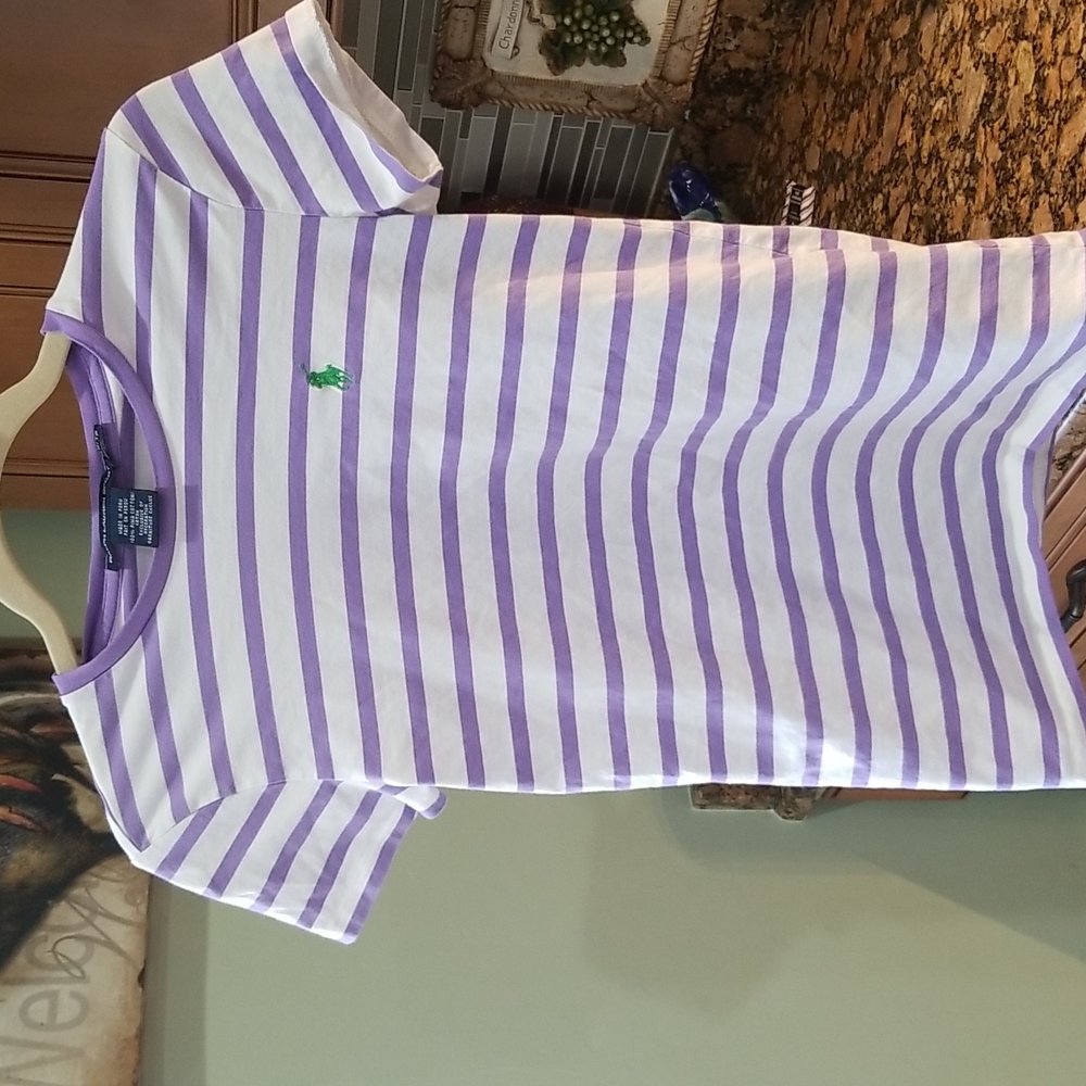 Ralph Lauren purple striped short sleeve T shirt